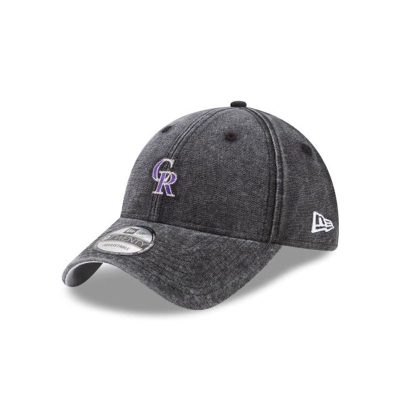 Black Colorado Rockies Hat - New Era MLB Rugged Mini 9TWENTY Adjustable Caps USA2579416